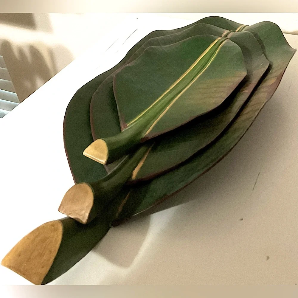 Bamboo Nestled Palm Leaves Set of 3